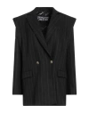 Versace Jeans Couture Pinstriped Double-breasted Tailored Blazer In Black