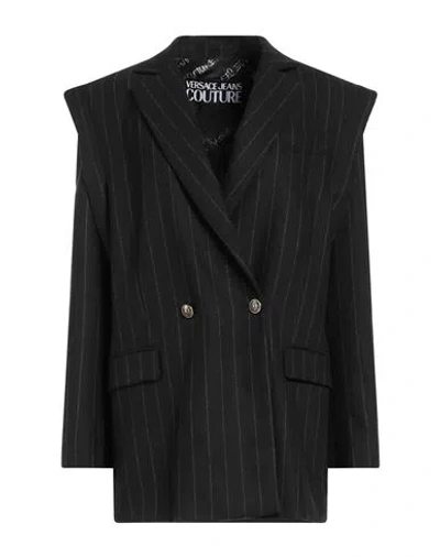 VERSACE JEANS COUTURE VERSACE JEANS COUTURE WOMAN BLAZER BLACK SIZE 6 WOOL, POLYESTER, VISCOSE, POLYAMIDE, ELASTANE