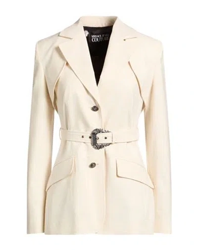 Versace Jeans Couture Woman Blazer Cream Size 12 Cotton In White
