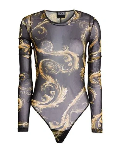 Versace Jeans Couture Woman Bodysuit Black Size 10 Polyester, Elastane