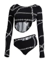VERSACE JEANS COUTURE VERSACE JEANS COUTURE WOMAN BODYSUIT BLACK SIZE 8 VISCOSE, ELASTANE