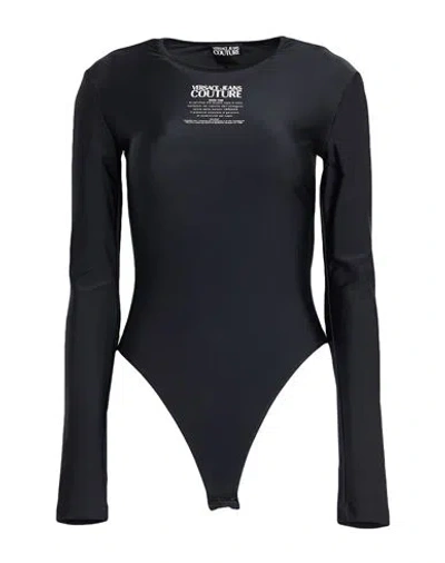 Versace Jeans Couture Woman Bodysuit Black Size 12 Polyamide, Elastane In Blue