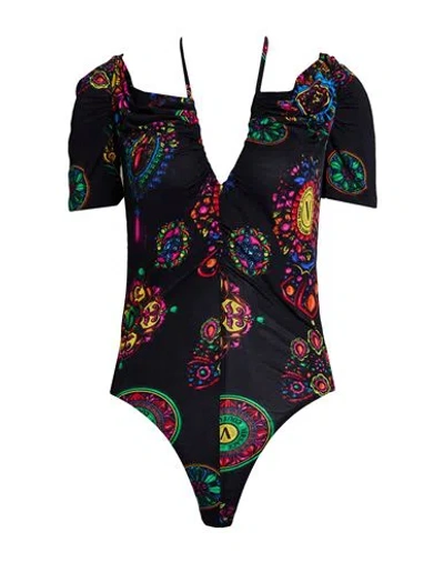 Versace Jeans Couture Woman Bodysuit Black Size 12 Viscose, Elastane
