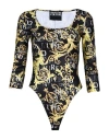 Versace Jeans Couture Woman Bodysuit Black Size 14 Polyester, Elastane In Multi