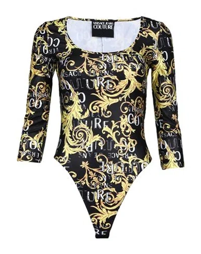 VERSACE JEANS COUTURE VERSACE JEANS COUTURE WOMAN BODYSUIT BLACK SIZE 14 POLYESTER, ELASTANE