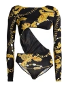 Versace Jeans Couture Woman Bodysuit Black Size 4 Viscose, Elastane In Black