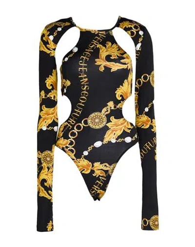 Versace Jeans Couture Woman Bodysuit Black Size 4 Viscose, Elastane