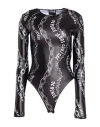 Versace Jeans Couture Woman Bodysuit Black Size 6 Polyester, Elastane In Black
