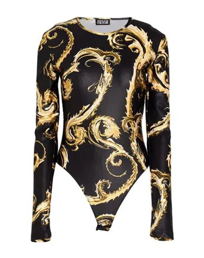 Versace Jeans Couture Woman Bodysuit Black Size 8 Polyester, Elastane