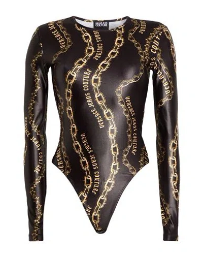 Versace Jeans Couture Woman Bodysuit Black Size 8 Polyester, Elastane