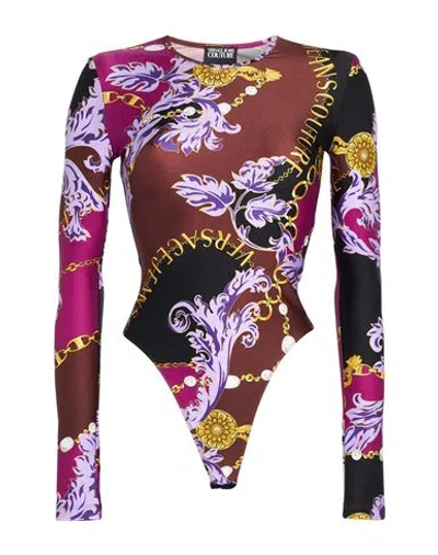 Versace Jeans Couture Woman Bodysuit Chocolate Brown Size 10 Polyamide, Elastane