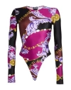 Versace Jeans Couture Woman Bodysuit Cocoa Size 4 Polyamide, Elastane In Brown