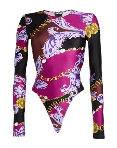 Versace Jeans Couture Woman Bodysuit Cocoa Size 4 Polyamide, Elastane In Brown