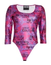 Versace Jeans Couture Woman Bodysuit Fuchsia Size 12 Polyester, Elastane In Pink