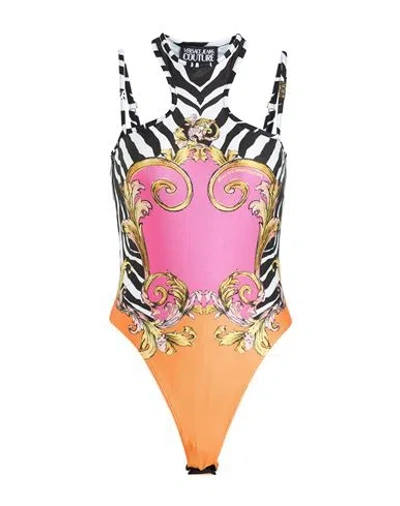 Versace Jeans Couture Woman Bodysuit Fuchsia Size M Polyester, Elastane In Pink