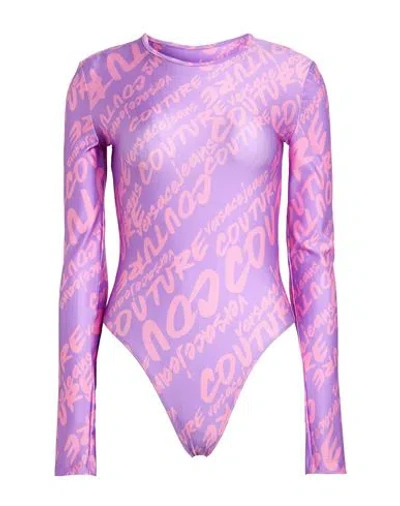 Versace Jeans Couture Woman Bodysuit Mauve Size 0 Polyamide, Elastane In Purple