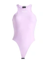 Versace Jeans Couture Woman Bodysuit Lilac Size 12 Polyamide, Elastane In Purple