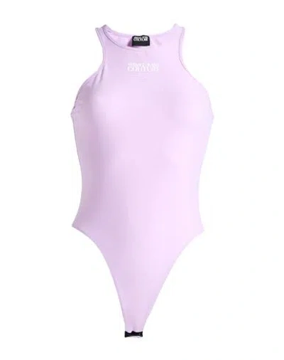 Versace Jeans Couture Woman Bodysuit Lilac Size 12 Polyamide, Elastane In Purple