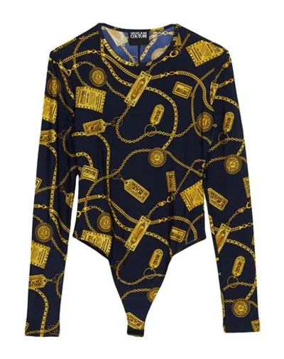 Versace Jeans Couture Woman Bodysuit Navy Size 8 Polyamide, Elastane