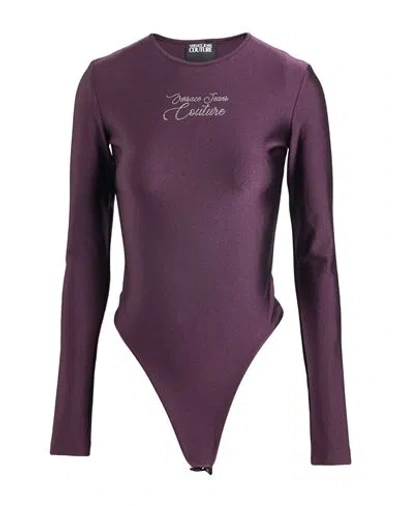 Versace Jeans Couture Woman Bodysuit Plum Size 12 Polyamide, Elastane In Purple