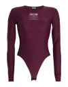 Versace Jeans Couture Woman Bodysuit Plum Size 14 Polyamide, Elastane In Purple