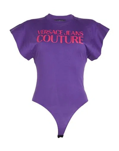 Versace Jeans Couture Woman Bodysuit Purple Size L Cotton