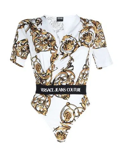 Versace Jeans Couture Woman Bodysuit White Size 8 Cotton, Polyester