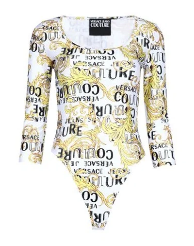 Versace Jeans Couture Woman Bodysuit White Size 8 Polyester, Elastane