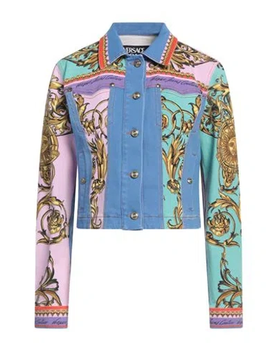 Versace Jeans Couture Woman Denim Outerwear Azure Size 6 Cotton, Elastane In Blue