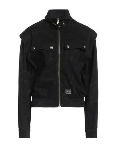 VERSACE JEANS COUTURE VERSACE JEANS COUTURE WOMAN DENIM OUTERWEAR BLACK SIZE 8 COTTON, ELASTANE