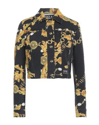 Versace Jeans Couture Woman Denim Outerwear Black Size 10 Cotton, Elastane