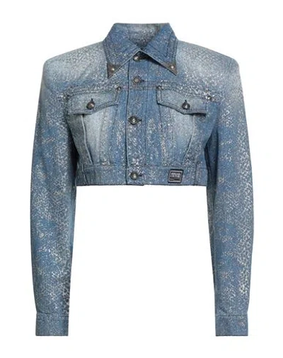 Versace Jeans Couture Woman Denim Outerwear Blue Size 10 Cotton