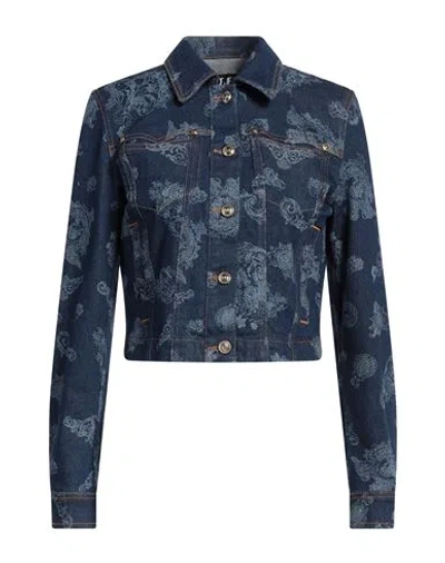 Versace Jeans Couture Woman Denim Outerwear Blue Size 10 Cotton, Elastane