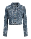 Versace Jeans Couture Woman Denim Outerwear Blue Size 8 Cotton, Elastane In Blue