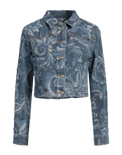 Versace Jeans Couture Woman Denim Outerwear Blue Size 8 Cotton, Elastane