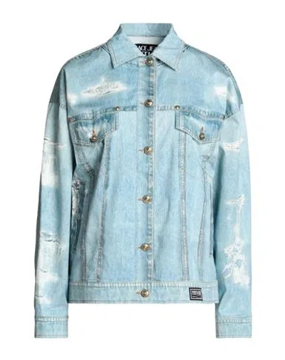 Versace Jeans Couture Woman Denim Outerwear Blue Size 4 Cotton, Elastane