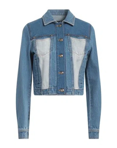 Versace Jeans Couture Woman Denim Outerwear Blue Size 4 Cotton, Elastane