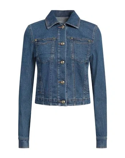 Versace Jeans Couture Woman Denim Outerwear Blue Size 6 Cotton, Elastane