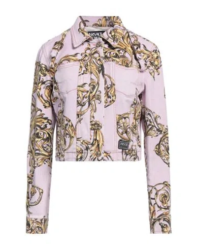Versace Jeans Couture Woman Denim Outerwear Lilac Size 8 Cotton, Elastane In Purple
