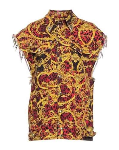 Versace Jeans Couture Woman Denim Outerwear Red Size 4 Cotton, Elastane