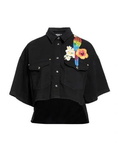 Versace Jeans Couture Woman Denim Shirt Black Size 4 Cotton, Elastane