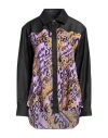 Versace Jeans Couture Woman Denim Shirt Black Size 4 Cotton, Viscose In Black