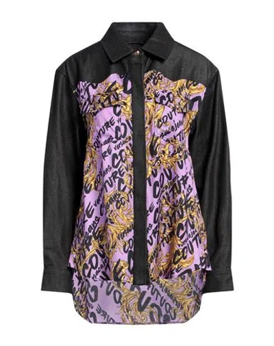 Versace Jeans Couture Woman Denim Shirt Black Size 4 Cotton, Viscose