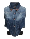 Versace Jeans Couture Woman Denim Shirt Blue Size 6 Cotton, Elastane In Blue
