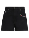Versace Jeans Couture Woman Denim Shorts Black Size 30 Cotton, Elastane In Black