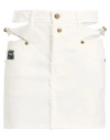 Versace Jeans Couture Woman Denim Skirt Ivory Size 6 Cotton, Elastane In Multi