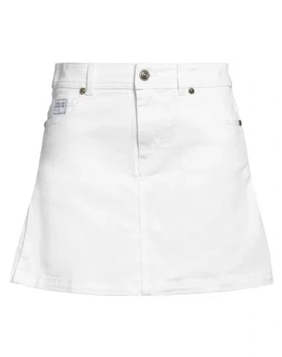 Versace Jeans Couture Woman Denim Skirt White Size 8 Cotton, Elastane