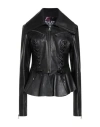 Versace Jeans Couture Woman Jacket Black Size 10 Lambskin In Black