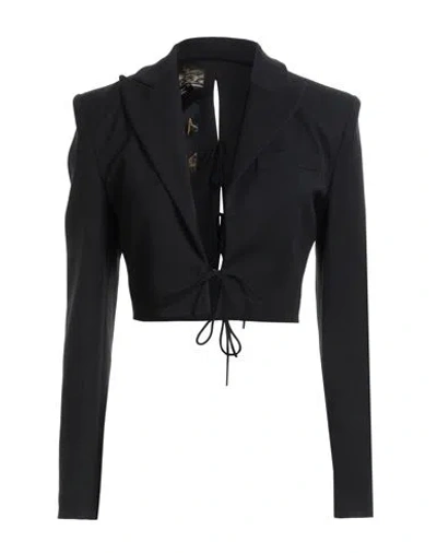 Versace Jeans Couture Woman Jacket Black Size 12 Viscose, Polyamide, Elastane