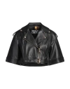 Versace Jeans Couture Short Sleeve Faux-leather Moto Jacket In Black